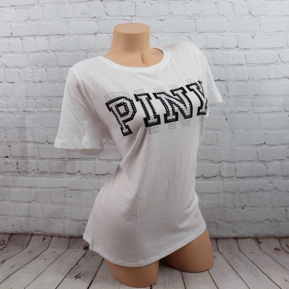 VS PINK bling rhinestone Logo Short Sleeve Tee - Picture 4 of 7